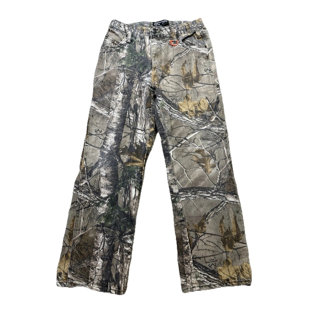 Realtree Trousers Youth 14 Brown Canvas Camo Carpenter Hunting‎ Fishing Pants